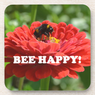 Posavasos Bee Happy Red Flower