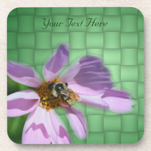 Posavasos Bee On Cosmos Flor Art Nature Coaster Set