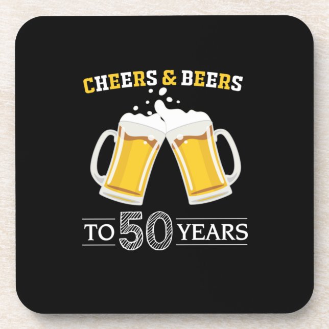 Posavasos Beer Drinker Cheers and Beers to 50 Years Birthday (Frente)