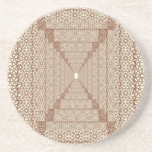 Posavasos Beige Brown Rústico Islámico Geométrico Frontera Ú
