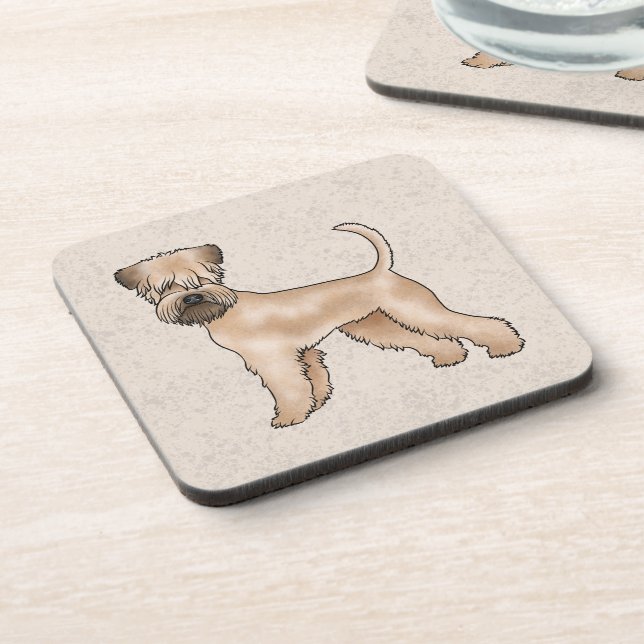 Posavasos Beige de perro adorno de trigo fresco irlandés (Lado Izquierdo)