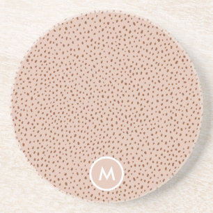 Posavasos Beige y Boho Terracotta Brown Dots Monograma
