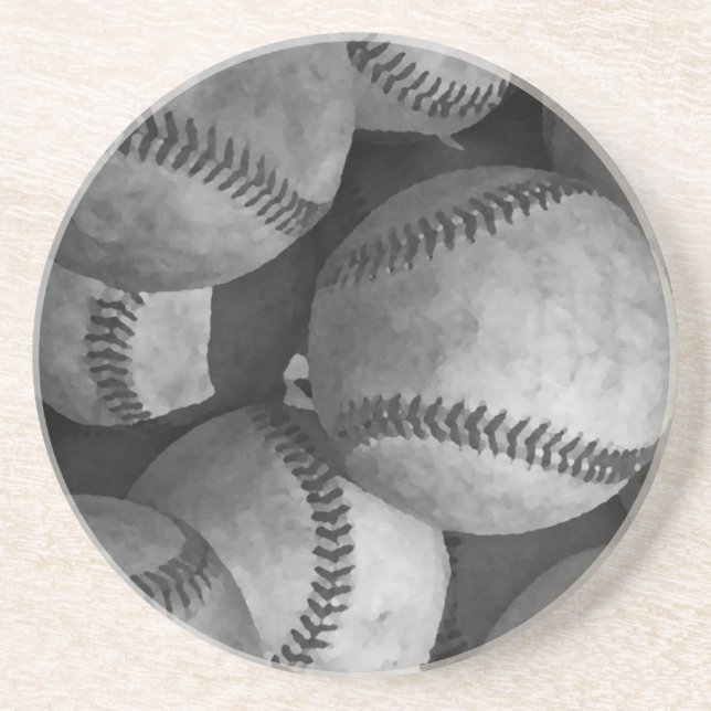 Posavasos Béisbol blanco y negro (Frente)