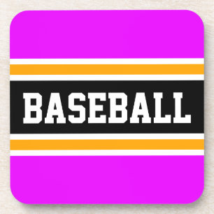 Posavasos BÉISBOL Diversión Atlética Rosa Naranja Negro Raya