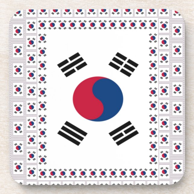 Posavasos Bella Bandera Diagonal Coreana: Un Arte Infinito (Frente)