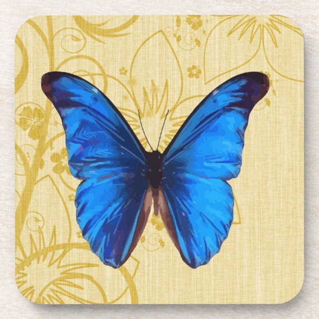 Posavasos Bella mariposa azul Vintage (Frente)
