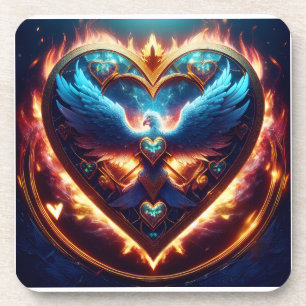 Posavasos Bella Pájaro Azul Propaga Alas En El Corazón Fiery