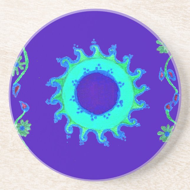 Posavasos Bella pintura de aceite de arte floral azul irland (Frente)