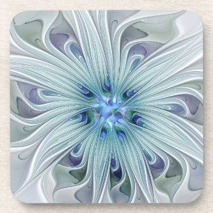 Posavasos Belleza floral Resumen Flor Pastel azul moderno