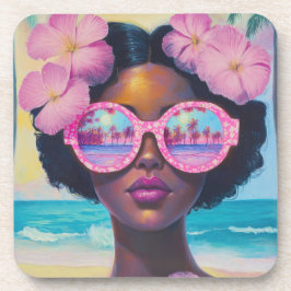 Posavasos Belleza tropical en tonos rosados