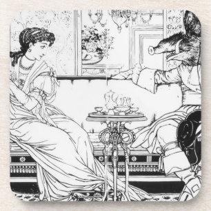 Posavasos Belleza y la bestia, 1874 (litho) (foto de b/w)
