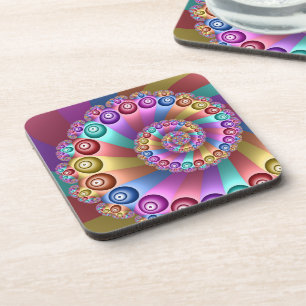 Posavasos Bellos colores arcoiris resumen arte fractal