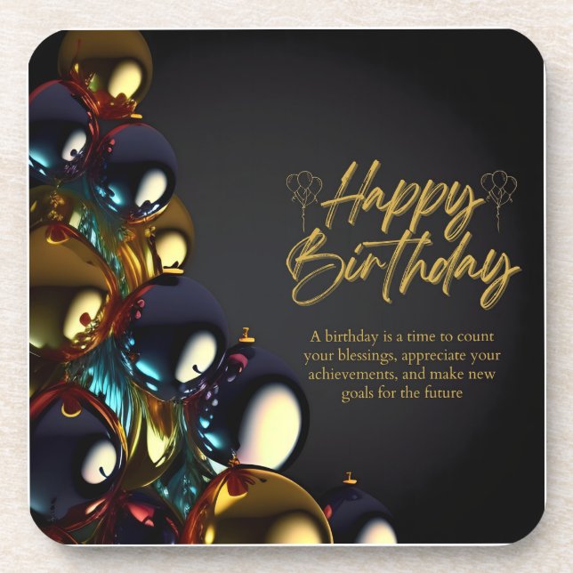 Posavasos Bendiciones de cumpleaños elegantes (Frente)