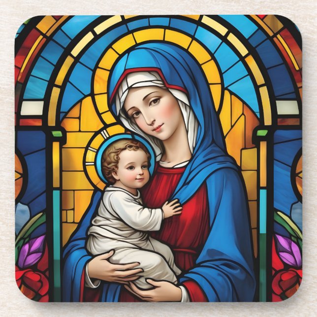 Posavasos Bendita Madre María y Niño Jesús - Virgen María (Frente)