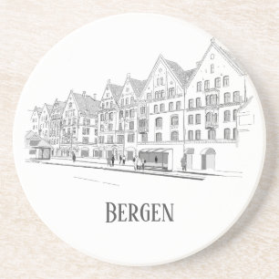 Posavasos Bergen Noruega Streetscape Beautiful Line