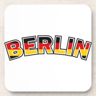 Posavasos Berlín, Alemania, texto con los colores de la band