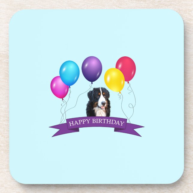 Posavasos Bernese Mountain Dog Happy Birday (Frente)