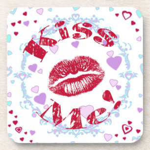 Posavasos ¡Bésame! Labios Rojos Con Corazón