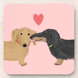 Posavasos Beso de Dachshund con Corazón