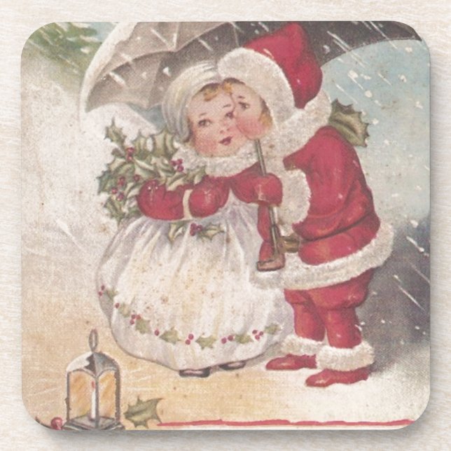 Posavasos Beso de Navidad Vintage (Frente)
