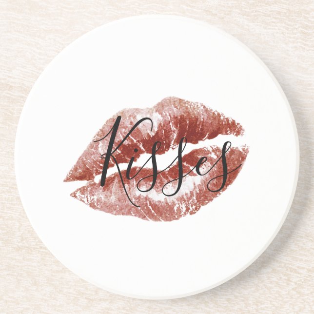 Posavasos Besos de Labios Rojos Coquetos (Frente)