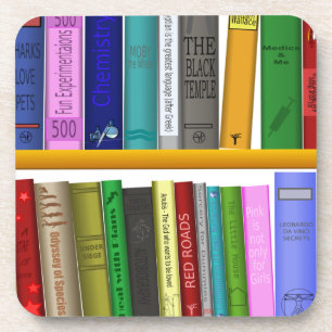 Posavasos biblioteca de libros estantes leyendo