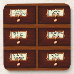 Posavasos Biblioteca Libros Catálogo de tarjetas de madera 