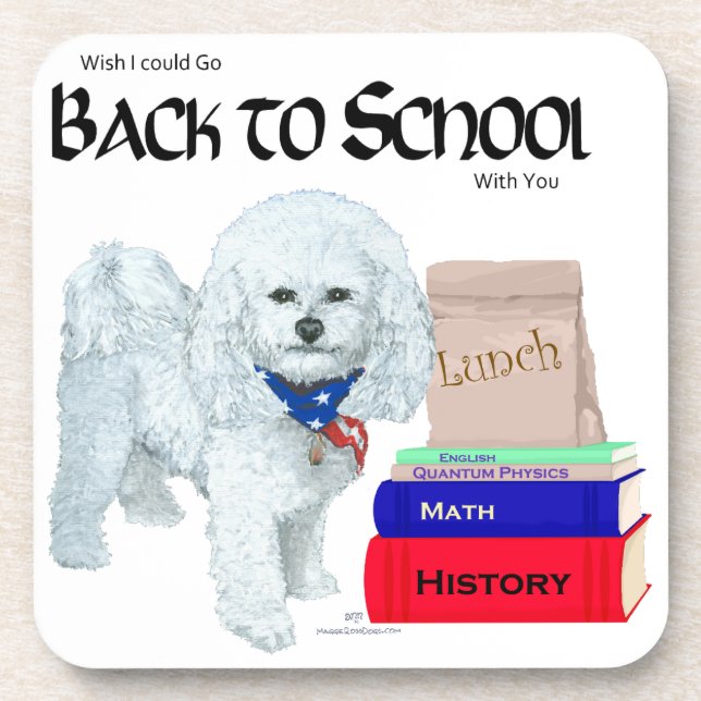 Posavasos Bichon Frise vuelve a la escuela (Frente)