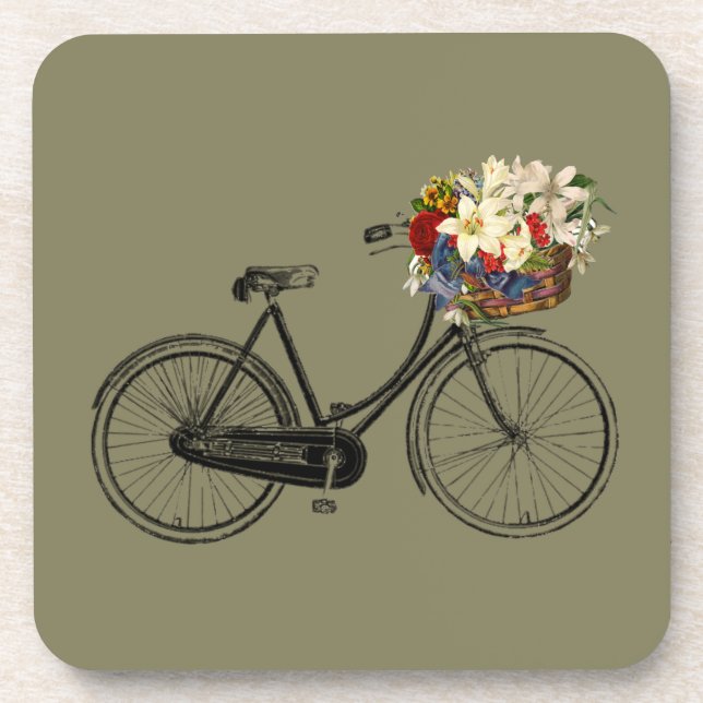 Posavasos Bicicleta juego de flores bebidas galgas Taupe (Frente)