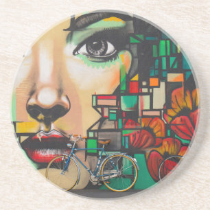 Posavasos Bicicletas en la pared del graffiti
