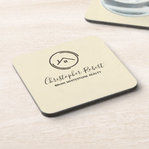 Posavasos Bienes Raíces Blanco Minimalista