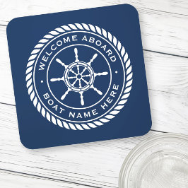 Posavasos Bienvenida a bordo del barco nombre rueda del barc