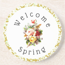 Posavasos Bienvenido Primavera Floral Vintage Coaster de Are
