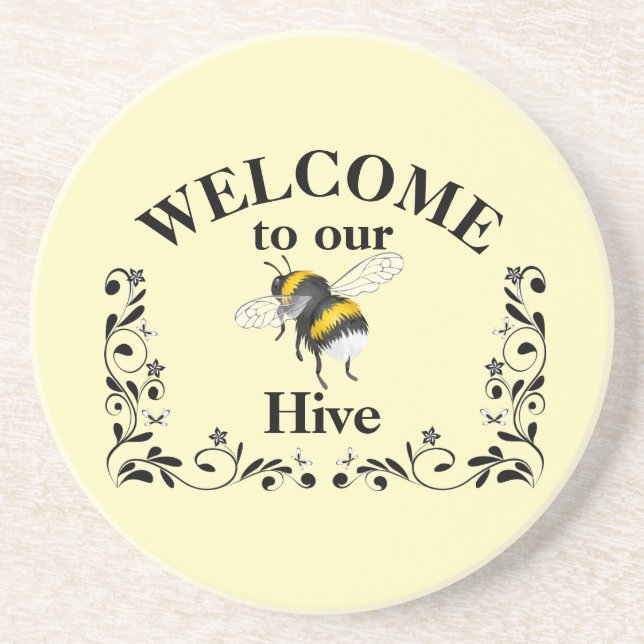 Posavasos Bienvenidos a nuestra colmena de abejas (Frente)
