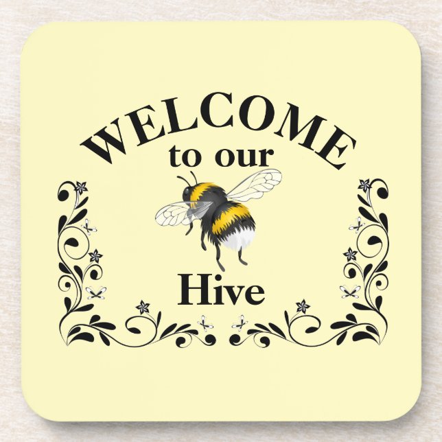 Posavasos Bienvenidos a nuestra colmena de abejas (Frente)