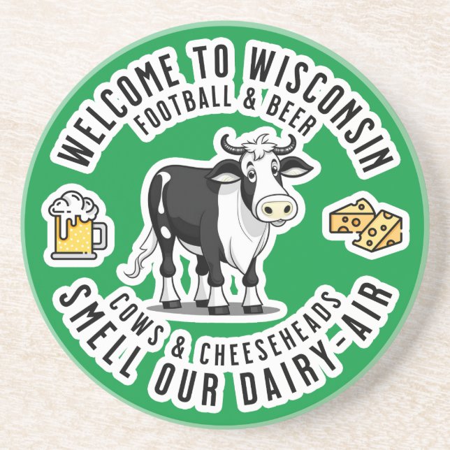 Posavasos Bienvenidos a Wisconsin, olores nuestro aire lácte (Frente)
