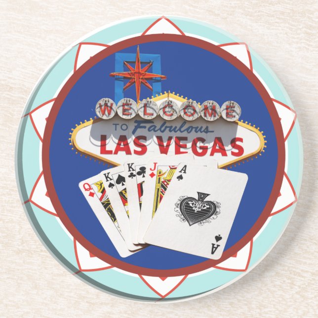Posavasos Bienvenidos al Casino Chip de Las Vegas (Frente)