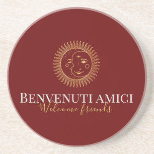 Posavasos Bienvenidos amigos Personalizado inglés/italiano