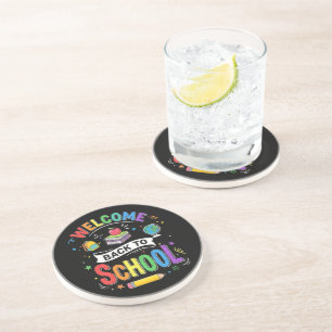 Posavasos Bienvenidos de vuelta al colegio niños maestro pri