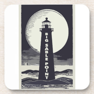 Posavasos Big Sable Point Michigan Lighthouse Moon
