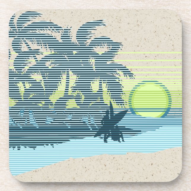 Posavasos Big Sunset Hawaiian Tiki Bar Coasters respaldado p (Frente)