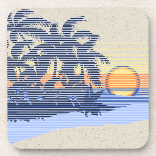 Posavasos Big Sunset Hawaiian Tiki Bar Coasters respaldado p