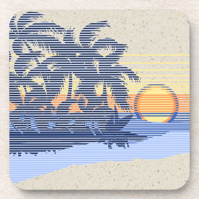 Posavasos Big Sunset Hawaiian Tiki Bar Coasters respaldado p (Frente)