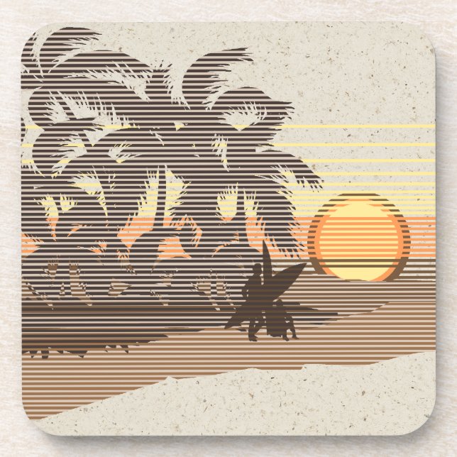 Posavasos Big Sunset Hawaiian Tiki Bar Coasters respaldado p (Frente)