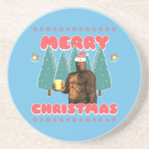 Posavasos Bigfoot Divertido - Feliz Navidad