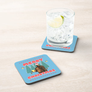 Posavasos Bigfoot Divertido - Feliz Navidad