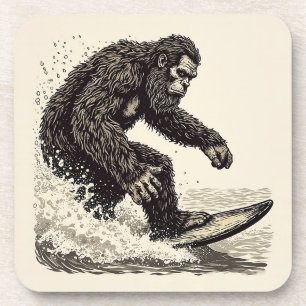 Posavasos Bigfoot haciendo surf