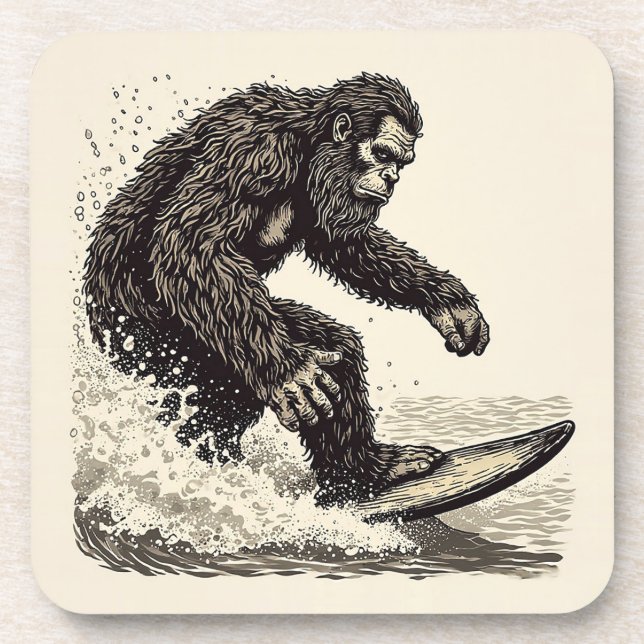 Posavasos Bigfoot haciendo surf (Frente)