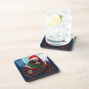 Posavasos Bigfoot Santa Claus en el bosque