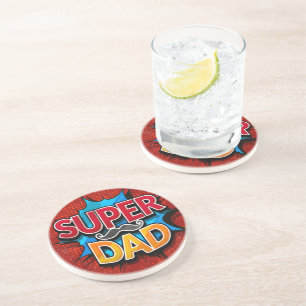 Posavasos Bigote de Super Papá Retro Comic Grunge
